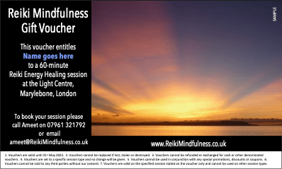 Gift Voucher for Reiki, example